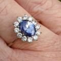 Tanzanite Coloured Paste Cluster Ring in 9ct Gold,  a UK N or a US 7.