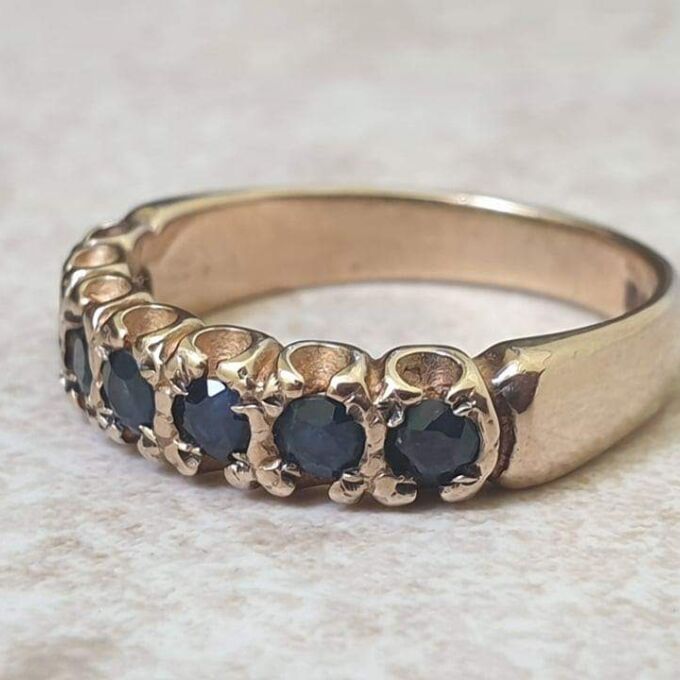 Blue Sapphire Stacking Eternity Band in 9ct Gold,  a UK K 1/2 or a US 5 3/4.