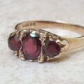 Three Stone Garnet Ring in 0ct Gold, a UK Q or a US 8 1/2
