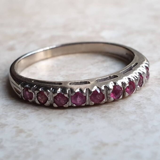 Ruby Half Eternity Stacking Band in 18ct White Gold
