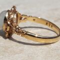 Dreamy Ornate Paste Solitaire Ring in 9ct Gold, a UK N 1/2 or a US 7 1/4.