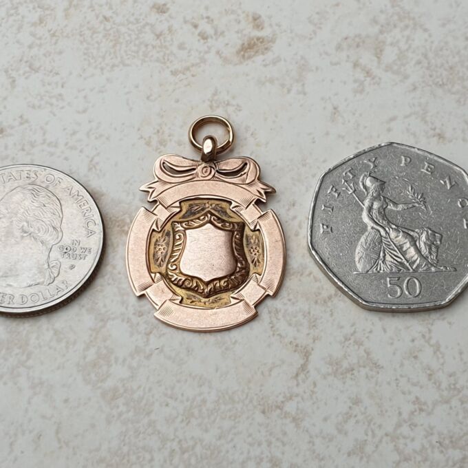 Antique Engraved Medallion in 9ct Rose Gold