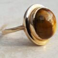 Striking Tigers Eye Frame Ring in 9ct Gold, a UK N 1/2 or a US 7.