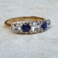 Blue and White Spinel Ring in 9ct Gold,  a UK P 1/2 or a US 8