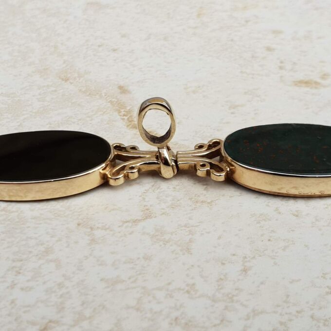 Onyx and Bloodstone Locket in 9ct Gold