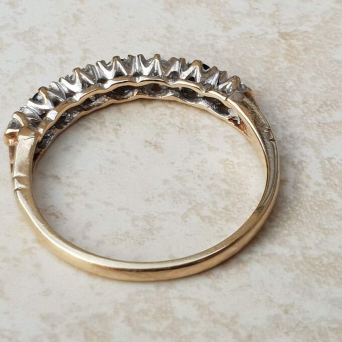 Sapphire & CZ Half Eternity Ring in 9ct Gold, a UK O or a US 7 1/2.