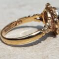 Dreamy Ornate Paste Solitaire Ring in 9ct Gold, a UK N 1/2 or a US 7 1/4.
