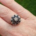 Sapphire and Diamond Cluster Ring in 9ct Gold, a UK O or  US 7 1/2