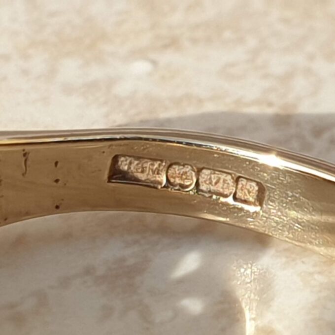 Gypsy Ring with CZ Stones in 9ct Gold,  a UK O 1/2 or a US 7 1/2.