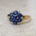Tanzanite And Diamond Cluster Ring in 9ct Gold,  a UK J 1/2 or a US 5 1/4.