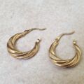 Patterned Hoop Creole Earrings in 9ct Gold