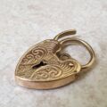 Ornate Heart Padlock Pendant in 9ct Gold