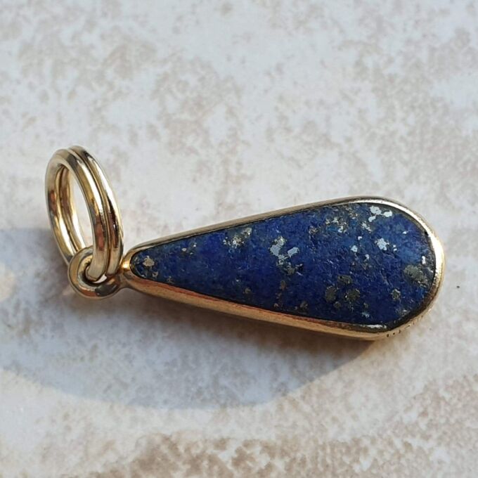 Double Sided Lapis Lazuli Pendant in 9ct Gold by DSW