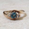 Topaz & Diamond Crossover Trilogy Ring in 9ct Gold.