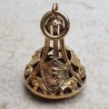 Huge England, Scotland, Wales Emblem Fob Pendant with Smoky Quartz in 9ct Gold