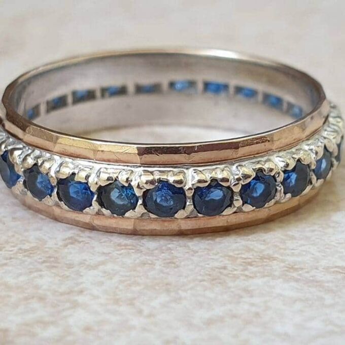 Synthetic Blue Spinel Full Eternity Ring in 9ct Gold, a UK P or a US 7 3/4