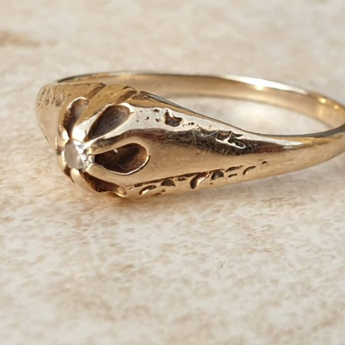 Diamond Solitaire Ring in 10K Gold,  a UK N or a US 7.
