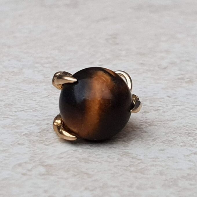 Terrific Tigers Eye Ball Claw Pendant in 9ct Gold