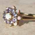 Opal and Tanzanite Cluster Ring in 9ct Gold,  a UK T 1/2 or a US 10.