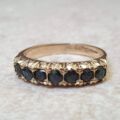 Seven Stone Dark Sapphire Band Ring in 9ct Gold