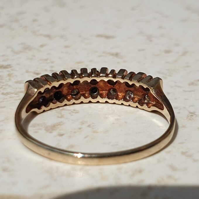 Sapphire and Paste Duo Stone Band in 9ct Gold,  a UK N or a US 7.