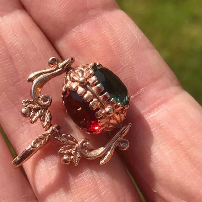 Three Colour Paste Spinning Fob in 9ct Rose Gold