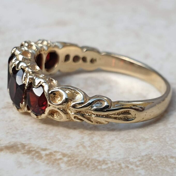 Five Stone Garnet Ring in 9ct Gold,  a UK M or a US 6.