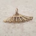 Filigree Ornate Fan Pendant Charm in 9ct Gold