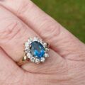 London Blue Topaz and Paste Cluster Ring in 9ct Gold,  a UK L 1/2 or a US 6 1/4.