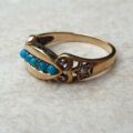 Vintage Turquoise Paste Ring in 9ct Gold,  a UK M – M 1/2 or a US 6 1/2.