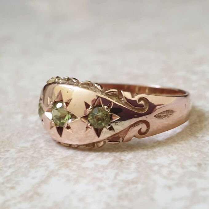 Peridot Gypsy Ring in 9ct Rose Gold,  a UK L 1/2 or a US 6.