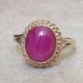 Synthetic Star Pink Ruby Ring in 9ct Gold.