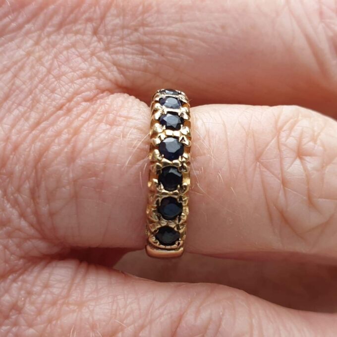Blue Sapphire Stacking Eternity Band in 9ct Gold,  a UK K 1/2 or a US 5 3/4.