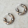 Two Colour Twisted Hoop Earrings in 9ct Gold