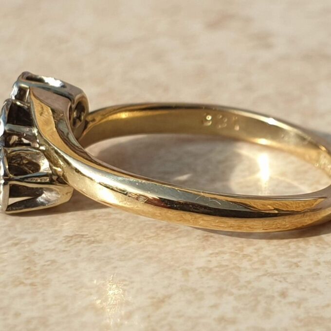 Diamond Trilogy Ring in Platinum and 9ct Gold,  a UK L 1/2 or a US 6 1/4.