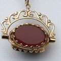 Carnelian, Bloodstone and Onyx Spinner Fob Pendant in 9ct Gold.