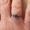 Amethyst and Diamond Ring in 9ct Gold,  a UK K or a US 5 1/2.
