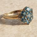 Topaz Flower Cluster Ring in 9ct Gold,  a UK O 1/2 or a US 7 3/4.