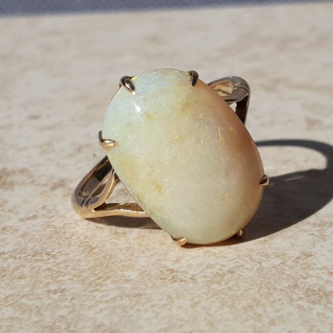 Huge Oval Opal Solitaire Ring in 9ct Gold, a UK K or a US 5 3/4.