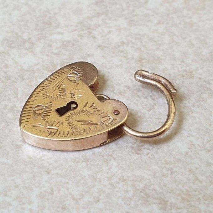 Engraved Front Small Padlock in 9ct Gold