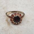 Garnet Cluster Ring in 9ct Gold, a UK K 1/2 or a US 5 1/2