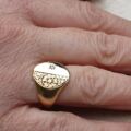 Diamond Set Engraved Signet Ring in 9ct Gold,  a UK O 1/2 or a US 7 3/4