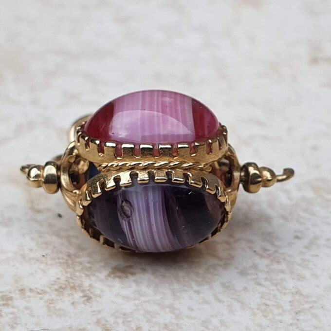 Three Colour Spinning Fob Pendant in 9ct Gold