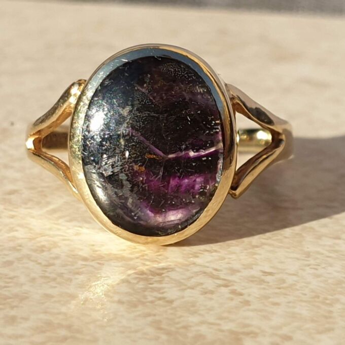 Blue John Doublet Ring in 9ct Gold,  a UK M 1/2 or a US 6 3/4.