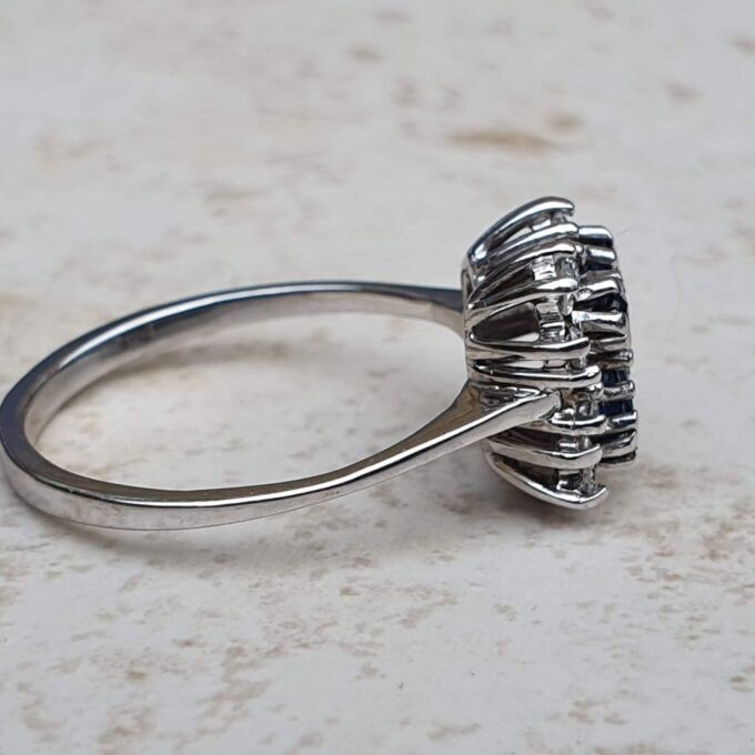 Marquise Sapphire and Diamond ring in 9ct Gold, a UK K 1/2 or a US 5 3/4