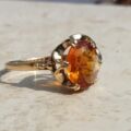 Madeira Citrine Oval Solitaire Ring in 9ct Gold,  a UK P 1/2 or a US 8.