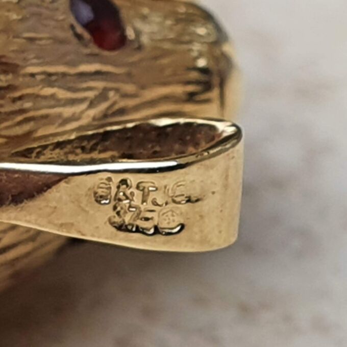 Heavy Articulated Teddy Bear with Dickie Bow in 9ct Gold