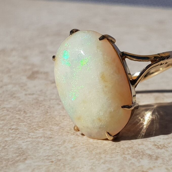 Huge Oval Opal Solitaire Ring in 9ct Gold, a UK K or a US 5 3/4.
