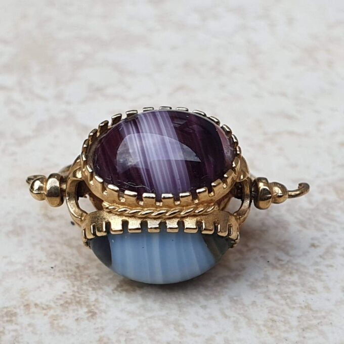 Three Colour Spinning Fob Pendant in 9ct Gold