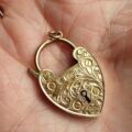 Incredibly Detailed Edwardian Heart Padlock in 9ct Gold